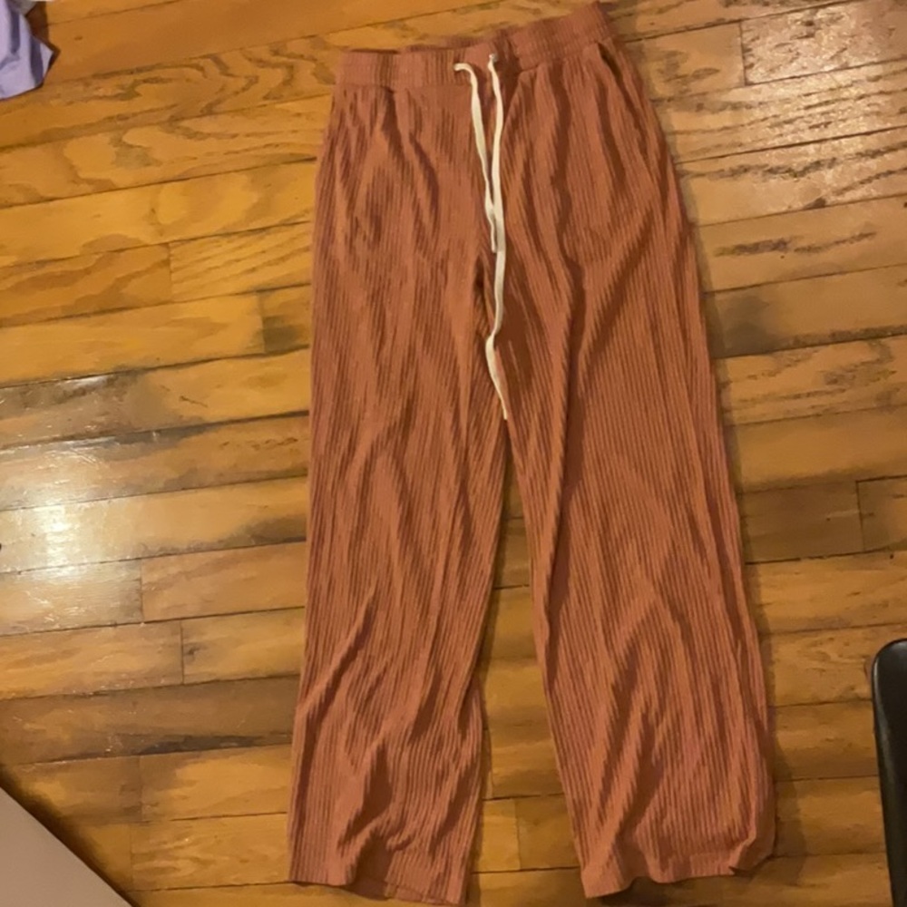 Jane and Delancey Terracotta Ribbed Pants